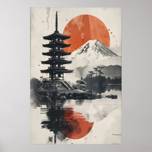 Serene Japandi-Inspired Collage Art Print with
