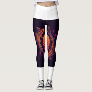 Serene Koi Fish Cherry Blossom Leggings 🌸🐠