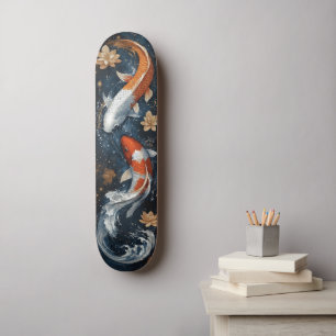 Serene Koi Fish with Lotus Flowers  Skateboard