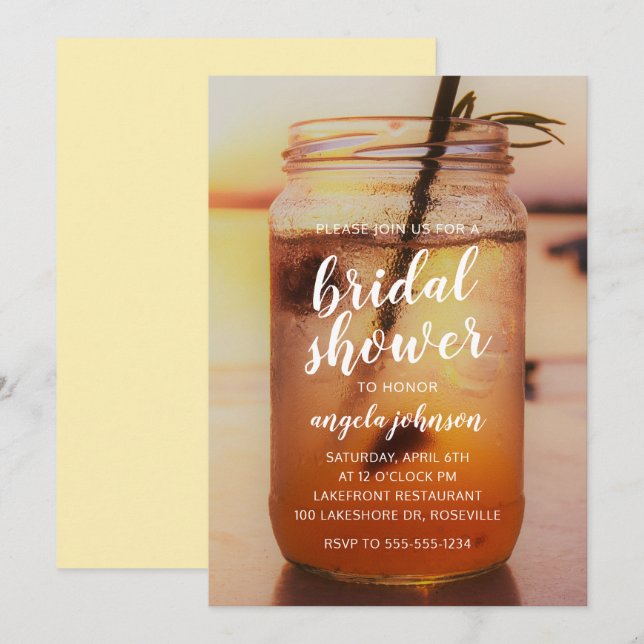 Serene Lake and Mason Jar Bridal Shower Invitation (Front/Back)