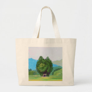 Serene Landscape' Artistic Nature Illustration Large Tote Bag