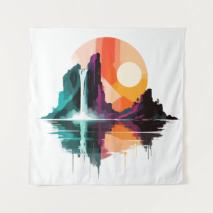 Serene Landscape Calm Tranquil Nature Mountains Tapestry