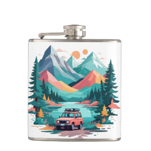 Serene Landscape Calm Tranquil Nature Outdoors Art Hip Flask