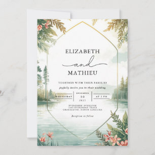 Serene Landscape Floral Wedding Invitation