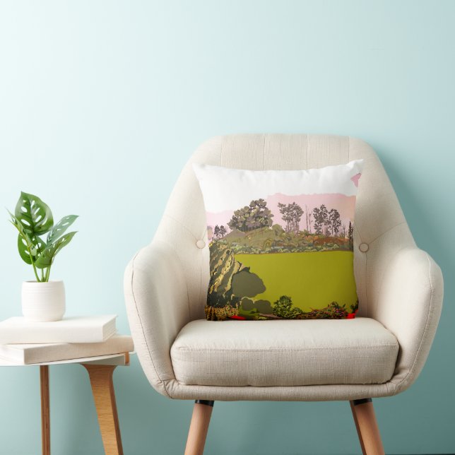 Serene landscape, nature's harmony throw pillow (Chair)