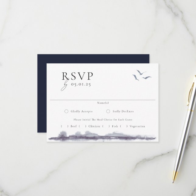 Serene Landscape Watercolor Wedding RSVP Card (Front/Back In Situ)