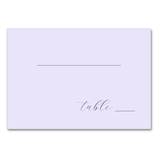 Serene Lavender Calligraphy Table Number (Front)