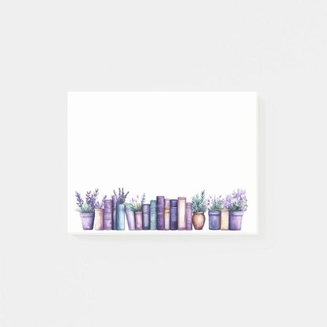 Serene Lavender Library Watercolor Notes (Front)