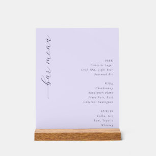 ** Serene Lavender Minimalist Beverage Guide Acrylic Sign