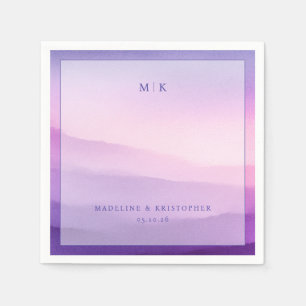 Serene Lavender Watercolor Mountains Napkin