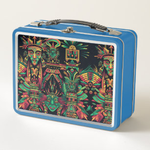 Serene Light Blue "Ancestral Paradigm" Kids Lunchb Metal Lunch Box