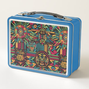 Serene Light Blue "Eclipsed Suns and Pyramids" Kid Metal Lunch Box