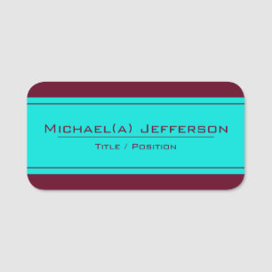 Serene Light Blue & Elegant Bordeaux Dark Red Name Tag