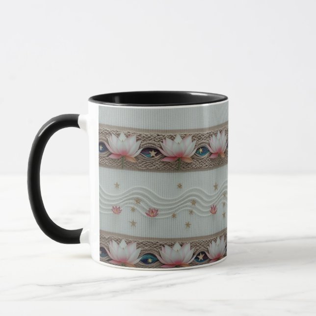 Serene Lotus Eye Floral Knit Combo Coffee Mug (Gauche)