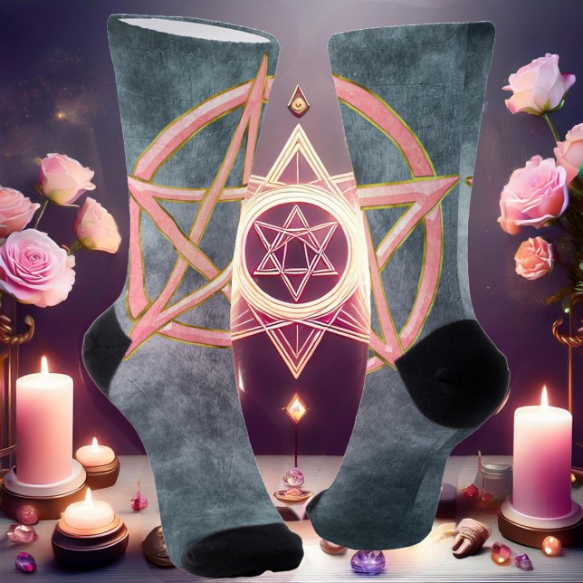 Serene Magick: Rose Quartz Pentagram Socks (Creator Uploaded)