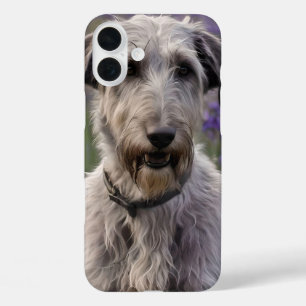 Serene Majesty: Wolfhound In Purple Iris Field, iPhone 16 Plus Case