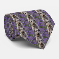 Serene Majesty: Wolfhound Sitting in a Purple Iris