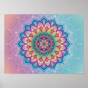 Serene Mandala: A Pastel Kaleidoscope Poster
