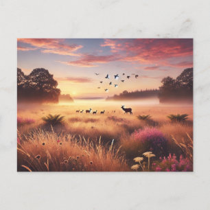 Serene Meadow at Dawn Postcard