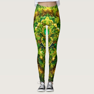 "Serene Meadow : Leggings floraux verts symbolique