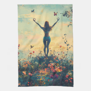 Serene Meditation at Sunrise (1) Kitchen Towel