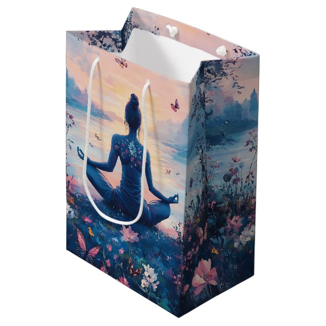 Serene Meditation at Sunrise (2) Medium Gift Bag (Front Angled)