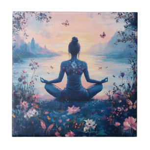 Serene Meditation at Sunrise (2) Tile