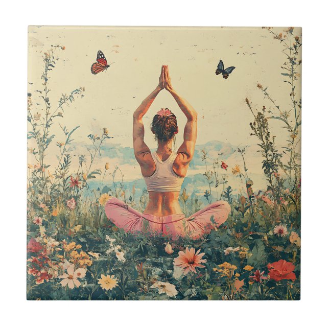 Serene Meditation at Sunrise (3) Tile (Front)