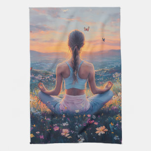 Serene Meditation at Sunrise (4) Kitchen Towel