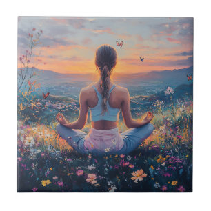 Serene Meditation at Sunrise (4) Tile