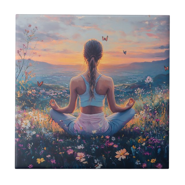 Serene Meditation at Sunrise (4) Tile (Front)
