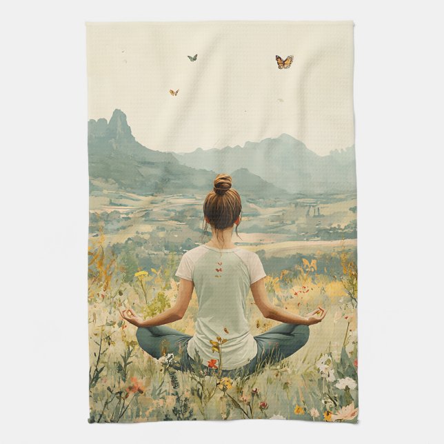 Serene Meditation at Sunrise (6) Kitchen Towel (Vertical)