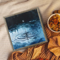 Serene Midnight Blue Water Drop Ripple Art Print