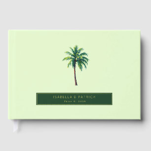 Serene Mint Tropical Palm Tree Guest Book