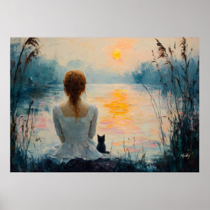 Serene Moments: Nature-Inspired Abstract Oil Style Poster
