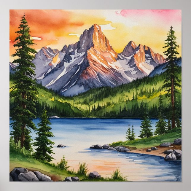 Serene Mountain and  Trees poster (Front)