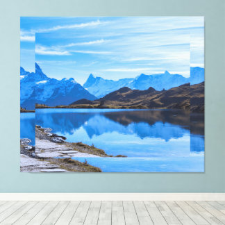 Serene Mountain Landscape with Flowing River Canvas Print