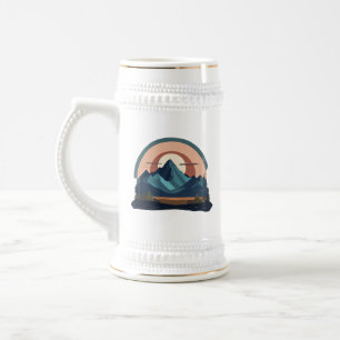 Serene Mountain Majesty: Minimalist 22 oz Stein De