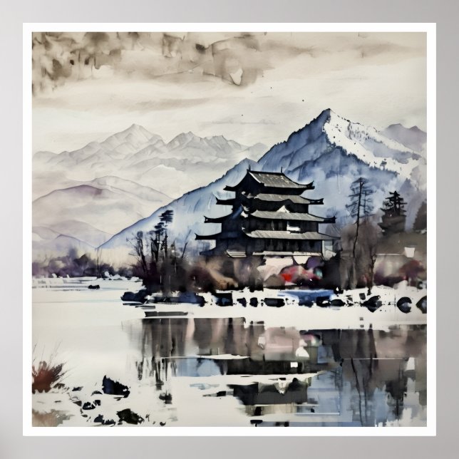 Serene Mountain Pagoda, winter poster (Front)