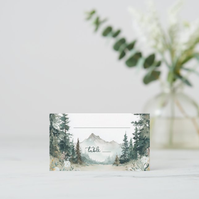 Serene Mountain Table Decor Place Card (Standing Front)