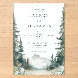 Serene Mountain Wedding Acrylic Invitations