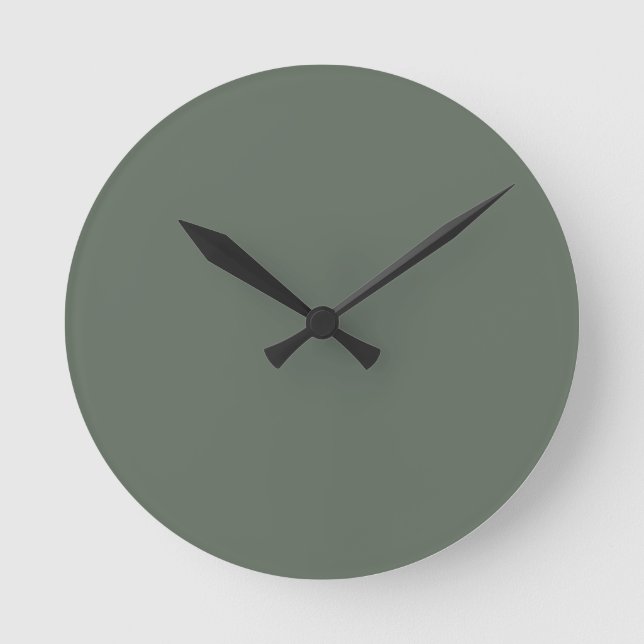 Serene Nature Dark Green Solid Colour Single Shade Round Clock (Front)