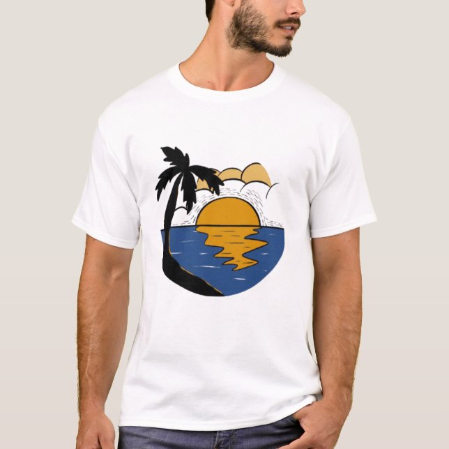 Serene Nature Escape T-Shirt – Sun, Tree & River M (Front)
