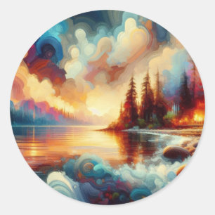 Serene Nature: Handmade Artistry Classic Round Sticker