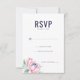 Serene Navy Watercolor Lotus RSVP Card
