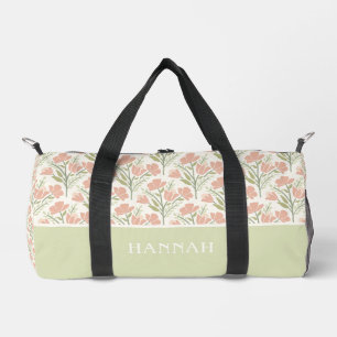 Serene Neutral Florals Monogrammed Duffle Bag