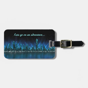 Serene Night cityscape with quote Luggage Tag