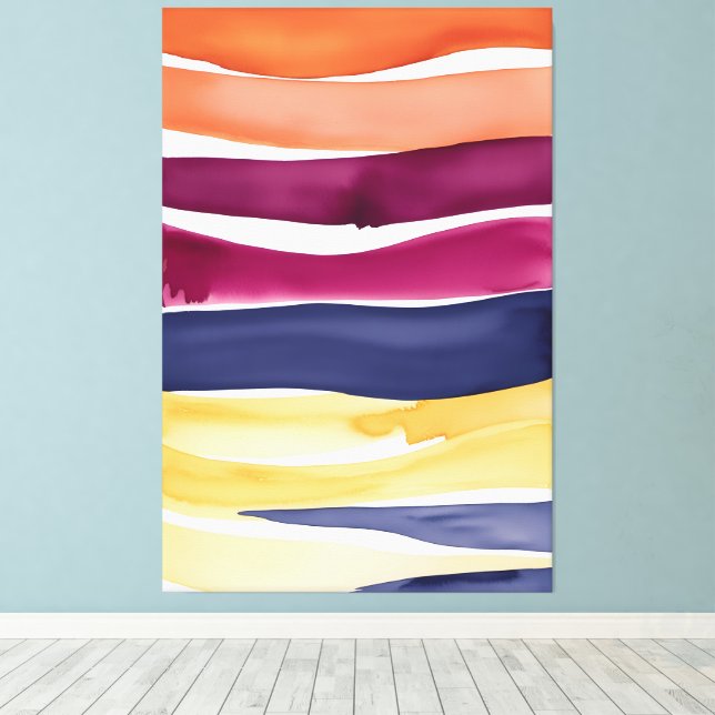 Serene Ocean Symphony: Abstract Wave-Inspired  Canvas Print (Insitu(Wood Floor))