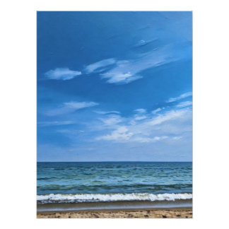 Serene Ocean View With Blue Sky And Gentle Waves  Photo Print