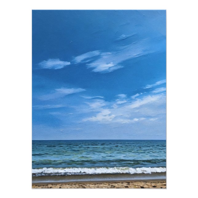 Serene Ocean View With Blue Sky And Gentle Waves  Photo Print (Front)